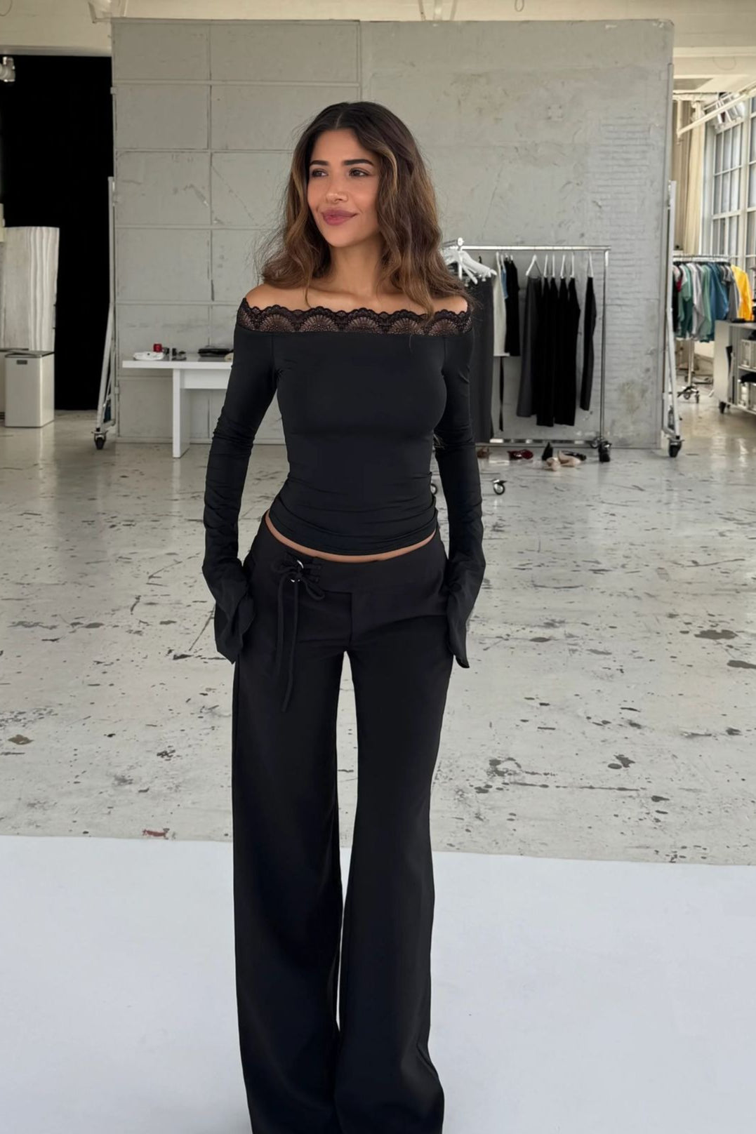 Eyelash Lace Off Shoulder Top