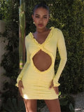 Hollow-Out Ruffled Mini Dress