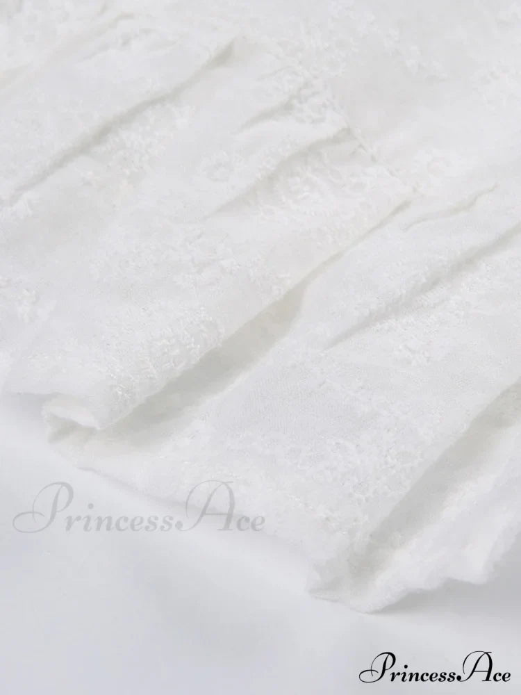 Jacquard Mesh Paneled Trendy White Mini Dress