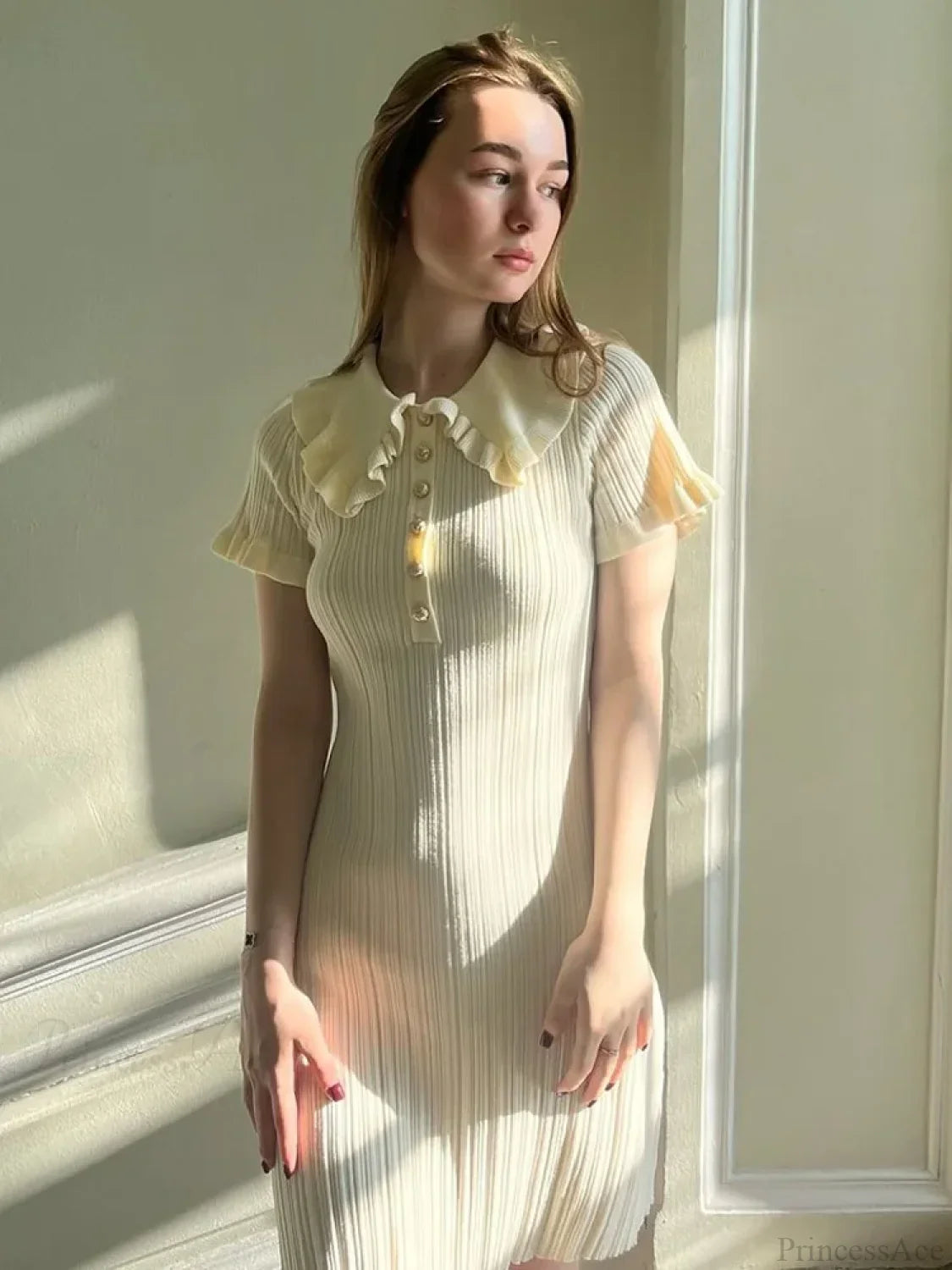 Knit Retro Single-Breasted Mini Dress