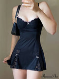 Sexy Black Lace Detail Mini Dress