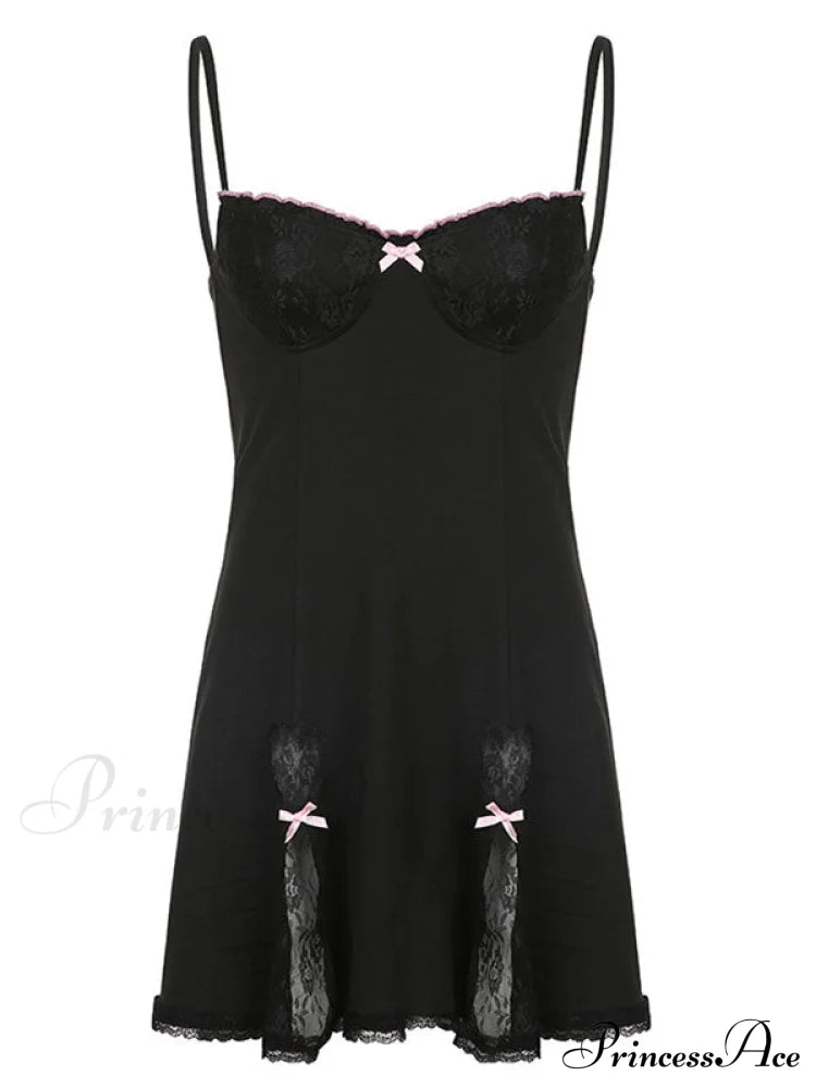Sexy Black Lace Detail Mini Dress