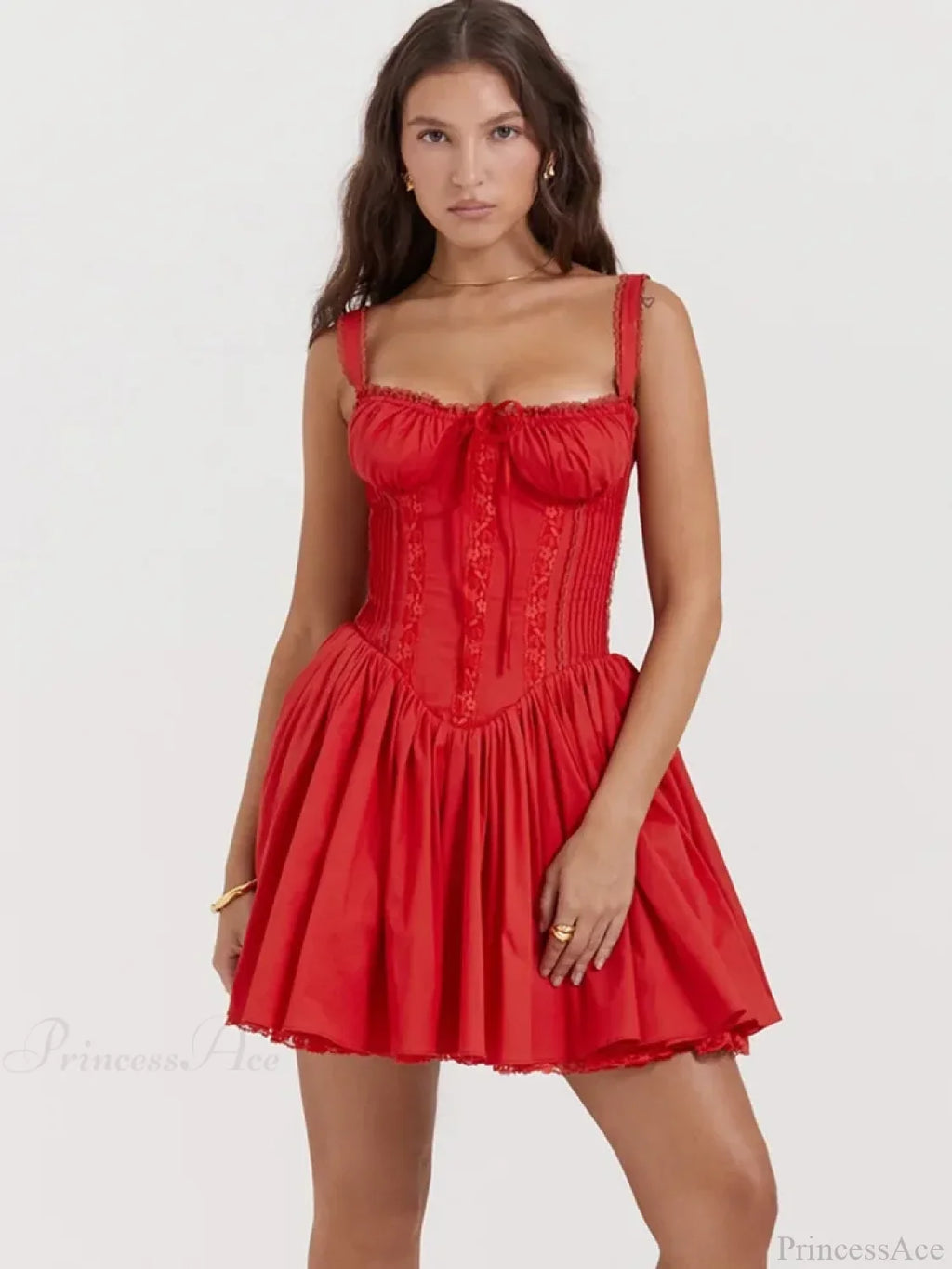 Lace Splicing Strap Mini Dress