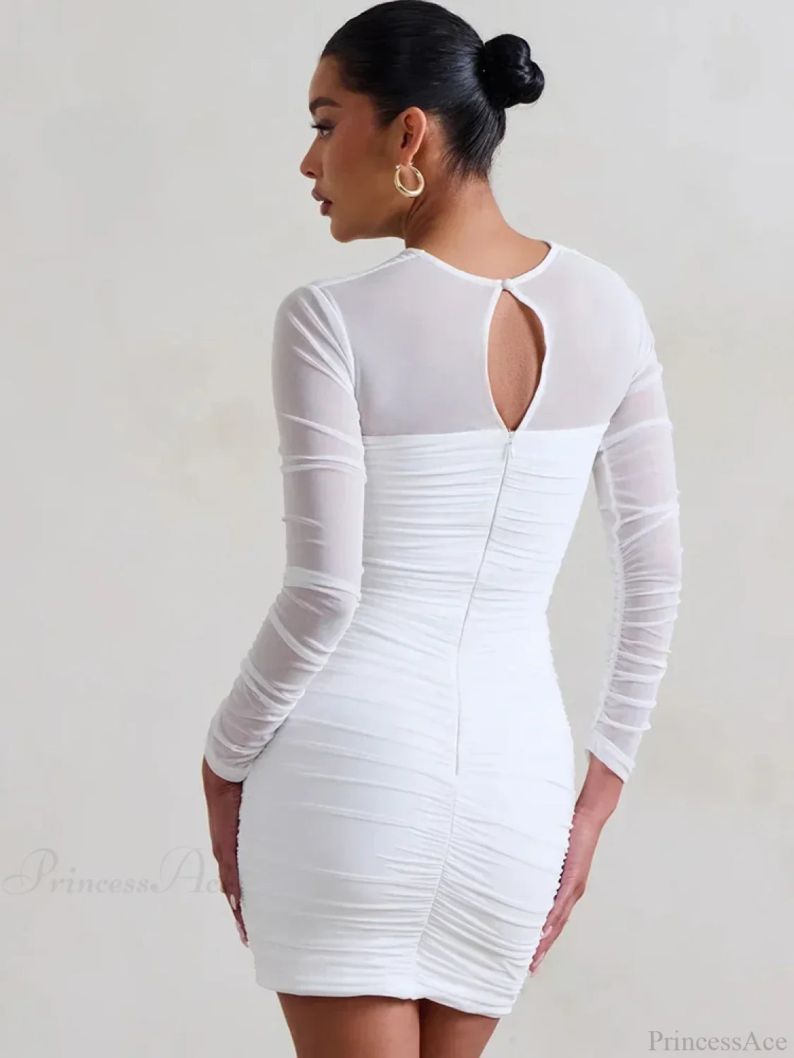 Mesh Pleated Wrap Mini Dress