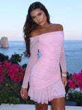 One-Shoulder Double Layer Mini Dress