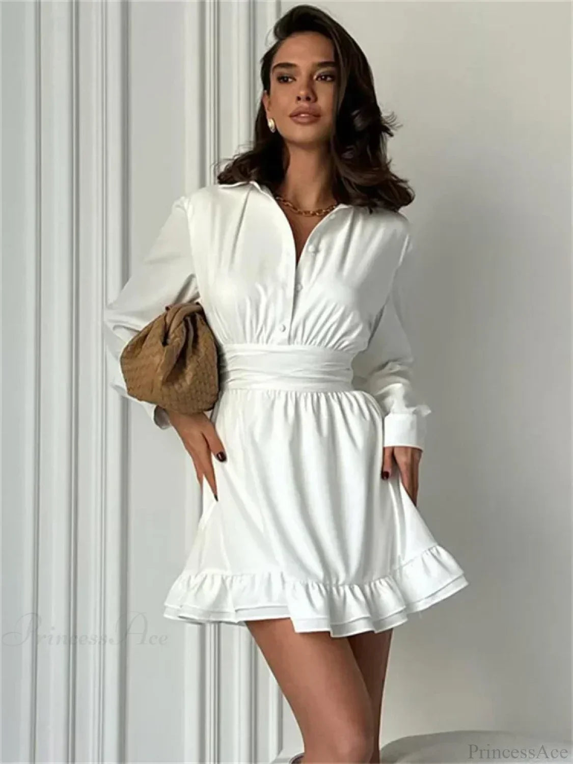 Ruffled Bandage Lace-Up Mini Dress