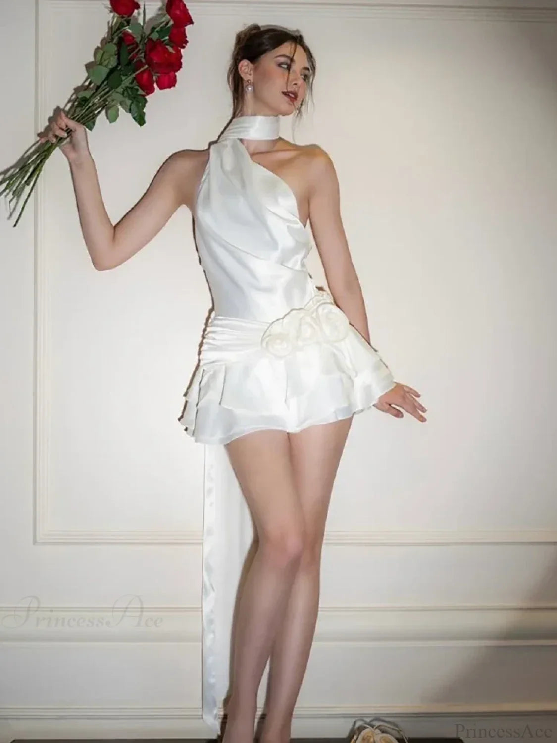 Satin 3D Flower Dress