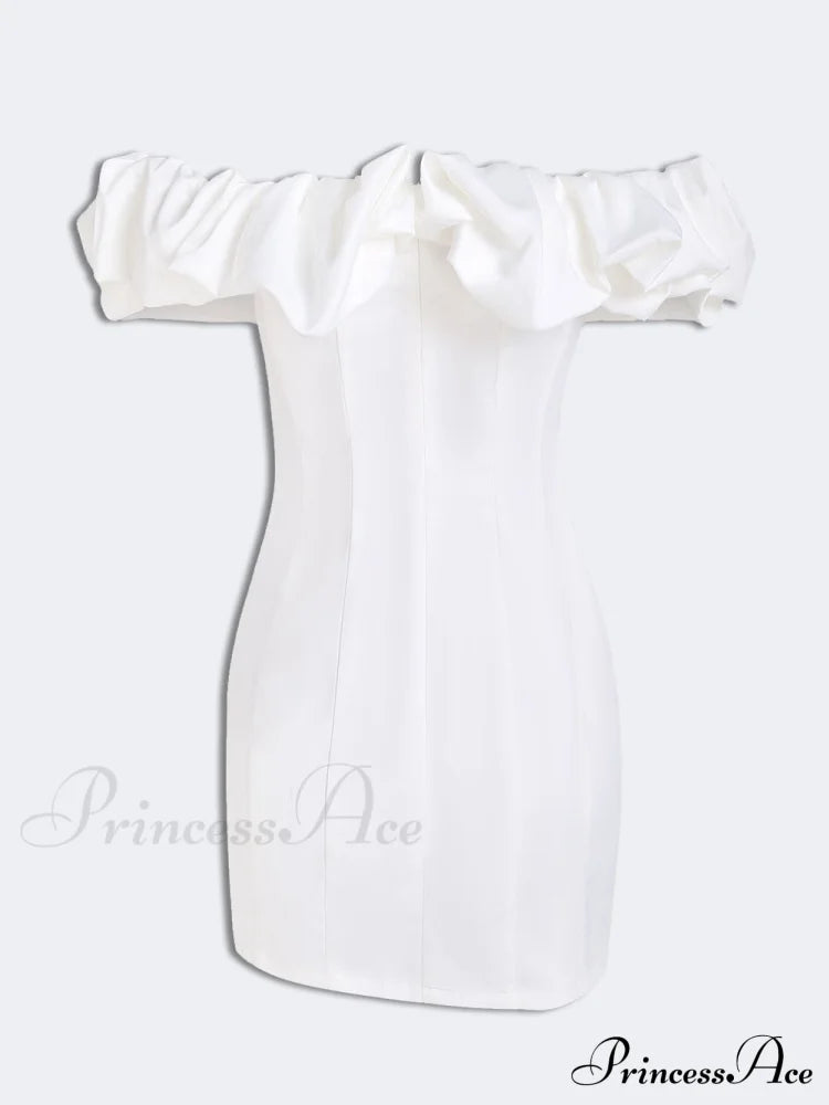 Satin Ruffled Stylish Strapless Mini Dress