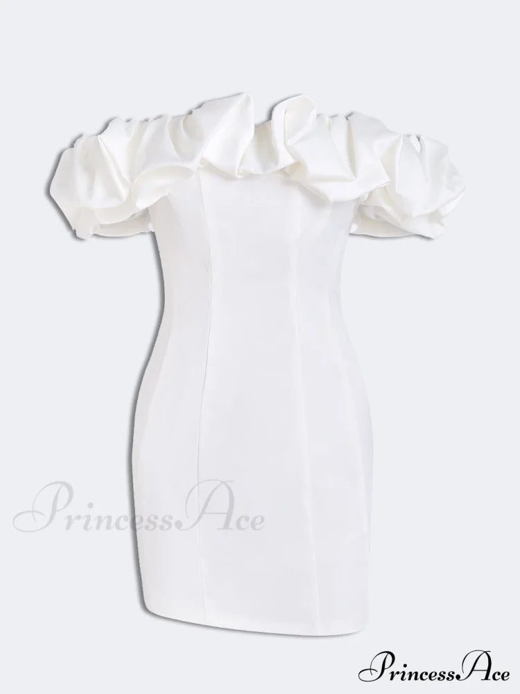 Satin Ruffled Stylish Strapless Mini Dress