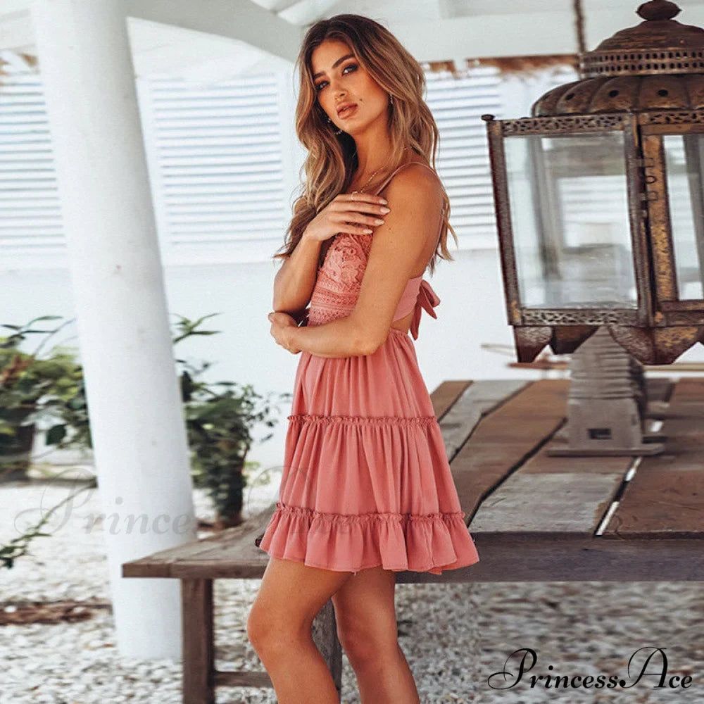 Lace Spaghetti Strap White Dress