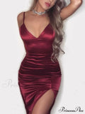Sexy Solid V-Neck Bodycon Sleeveless Mini Dresses