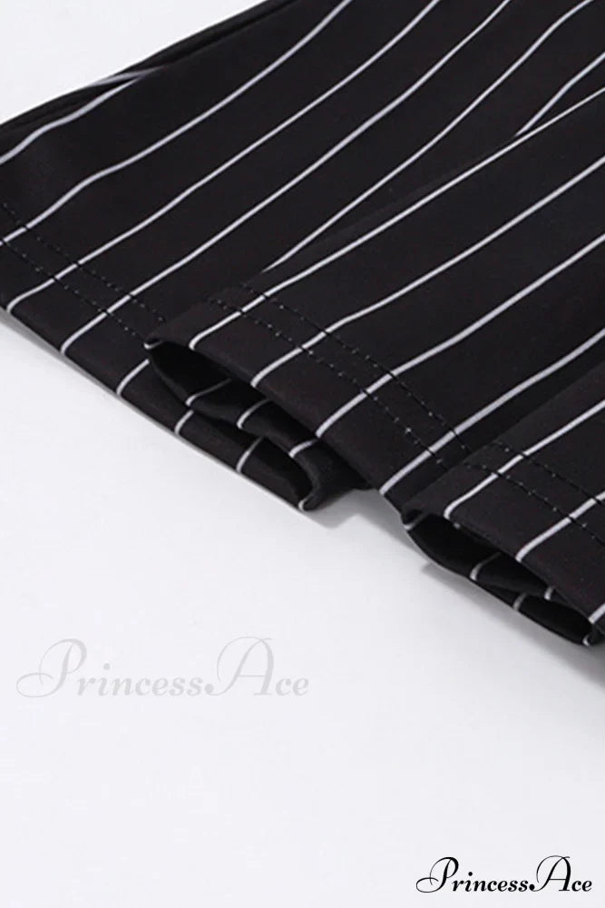 Striped Cami Dress with Lace Straps and Bow-tie