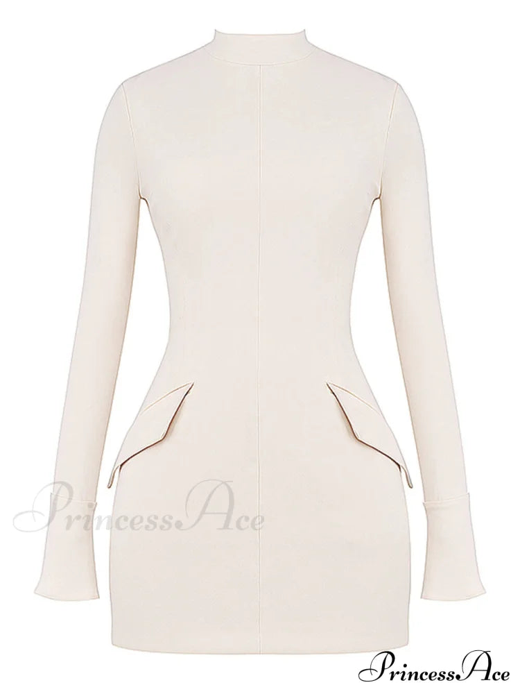 Vintage Cream Stylish Mini Dress